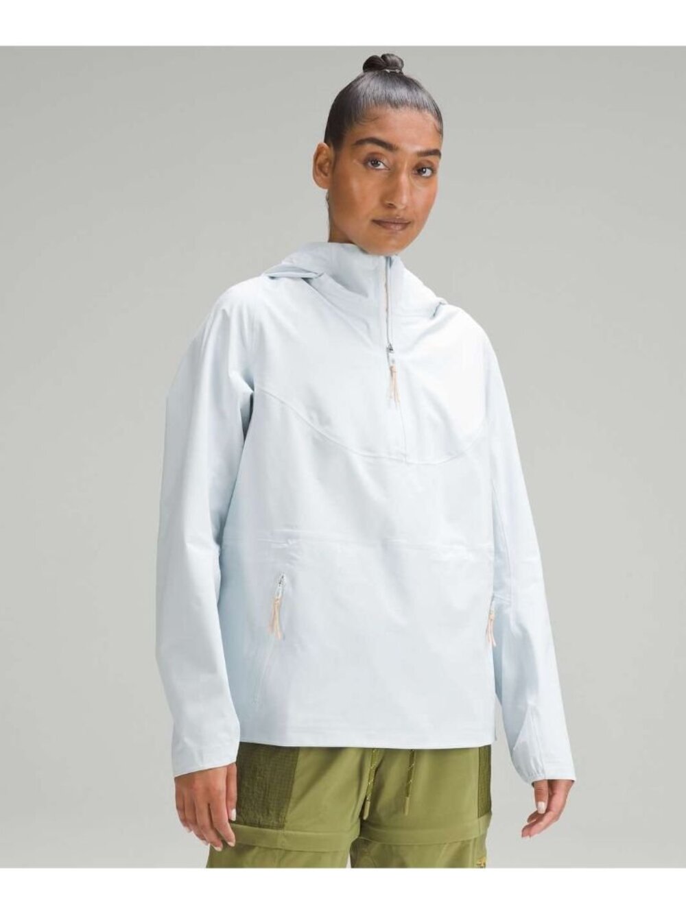 Lululemon Stretch Waterproof Hiking Half Zip Pullover Jacket Powder Blue Sz 2